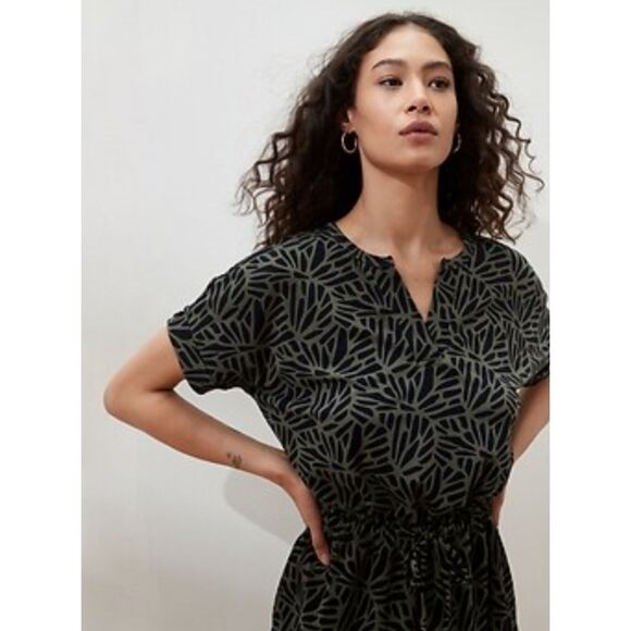 Banana Republic Knit T-Shirt Dress Stretchy Elastic Waist Pockets Casual Sz S - Picture 8 of 9